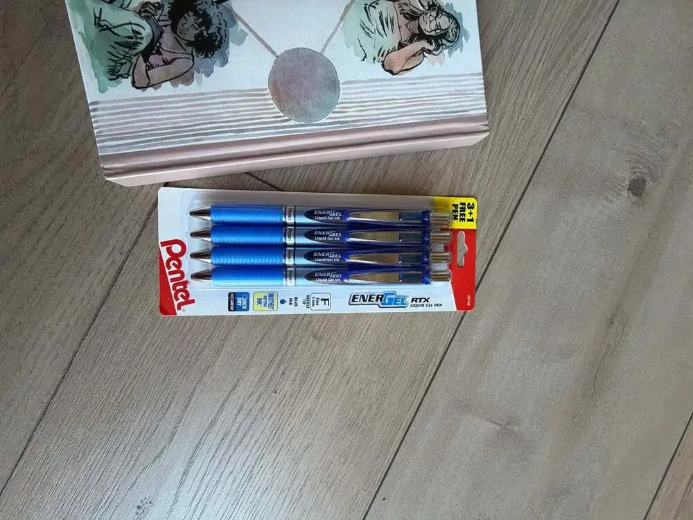 Pentel Ener Gel Pens 4-PackDeli Decorative Stamp Roller,Artist Sketchbook Bundle